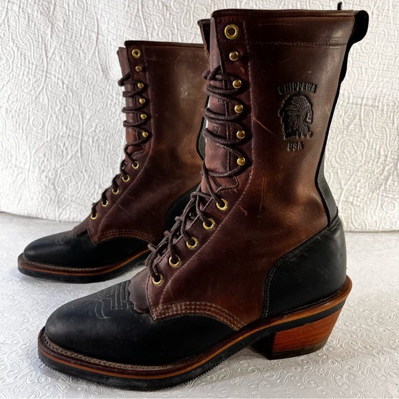 Chippewa Boots Mens 7 D Packer Logger  Leather Lacer Work Western Kilties USA - Picture 1 of 16